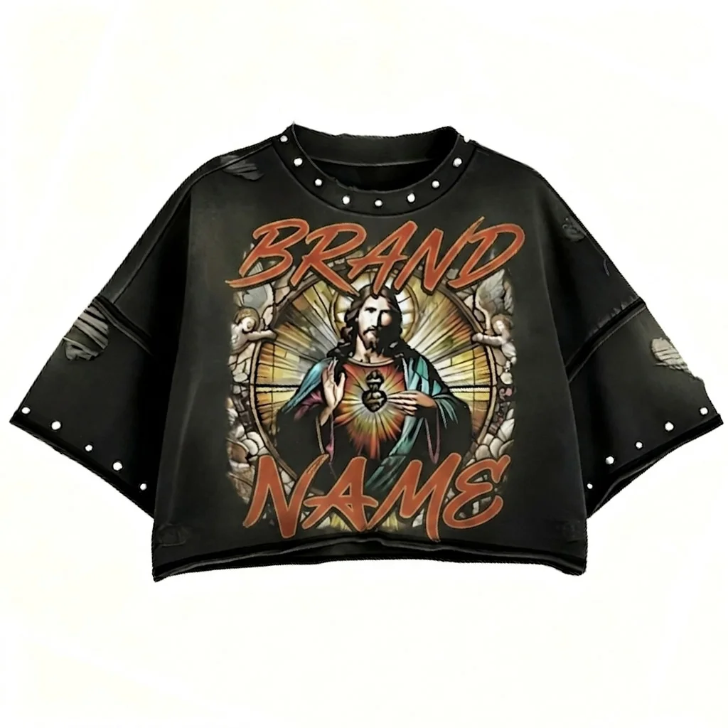 Glory Custom Oversized Graphic Cropped T Shirt 100% Cotton Soft Breathable Fabric New Design Short Sleeves T Shirt For Unisex