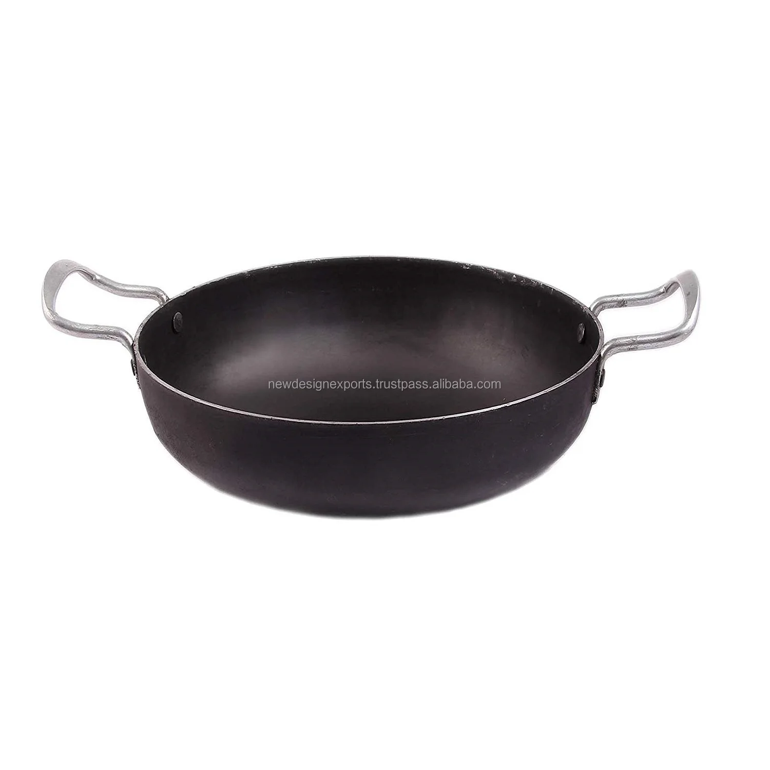 Black Color 8 Inch 20 Cm Iron Deep Kadai/frying Pan For Cooking Buy