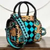 Turquoise & Black Checkered