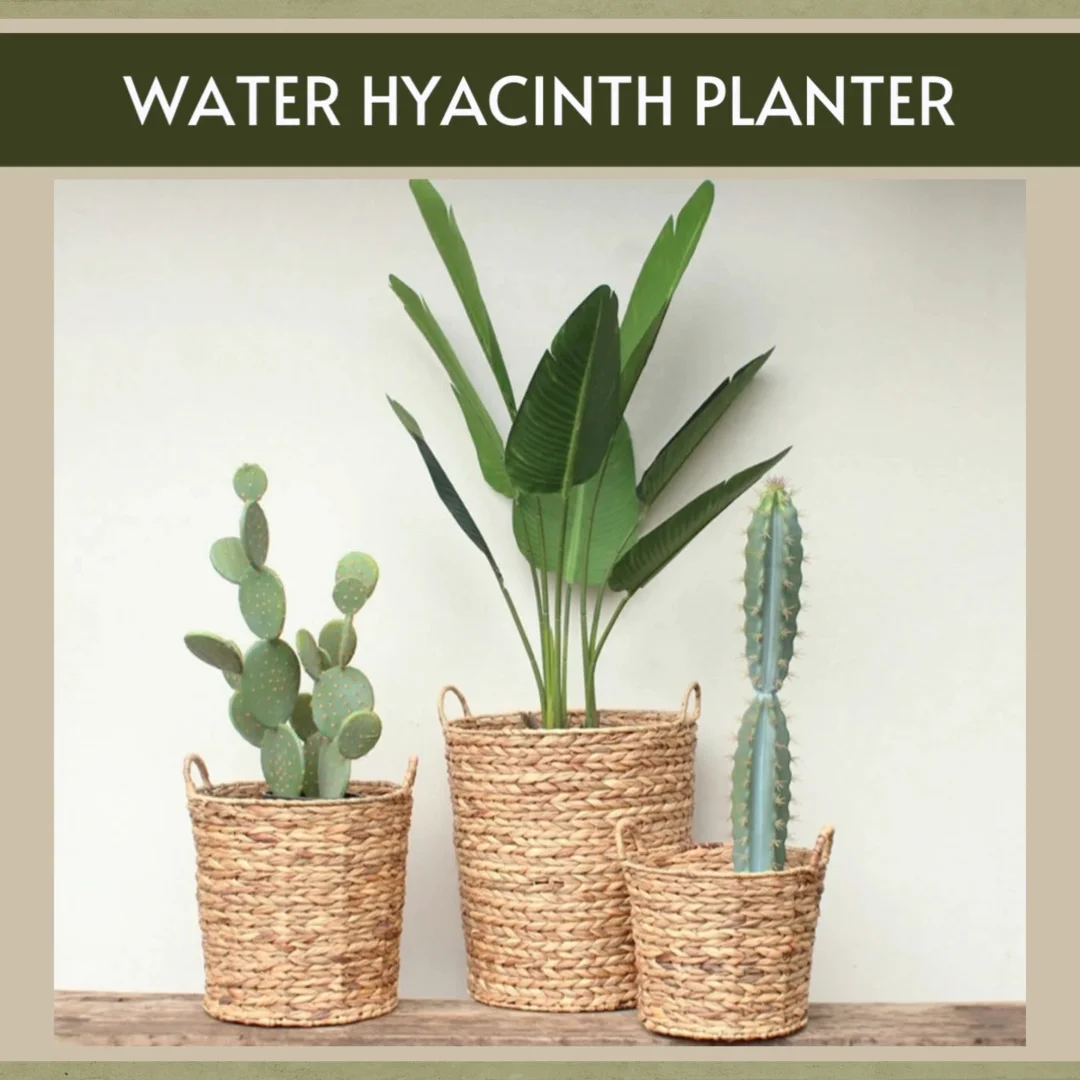 Natural Water Hyacinth Plant Flower Pots Handwoven Straw Garden Pot And ...