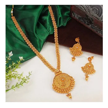New Designer Antique Long Necklace Set in Gold finish Collection 2022 Indian Jewellery
