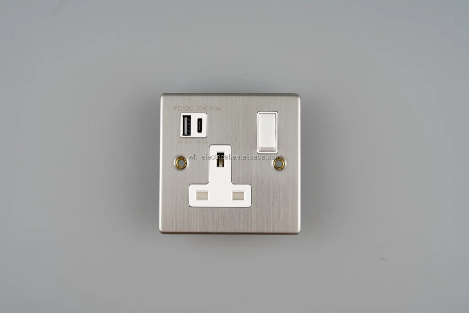 Usb Single Wall Socket WK USB C and USB a 13A Single Wall Switched USB Socket (PD3.0 20W ...