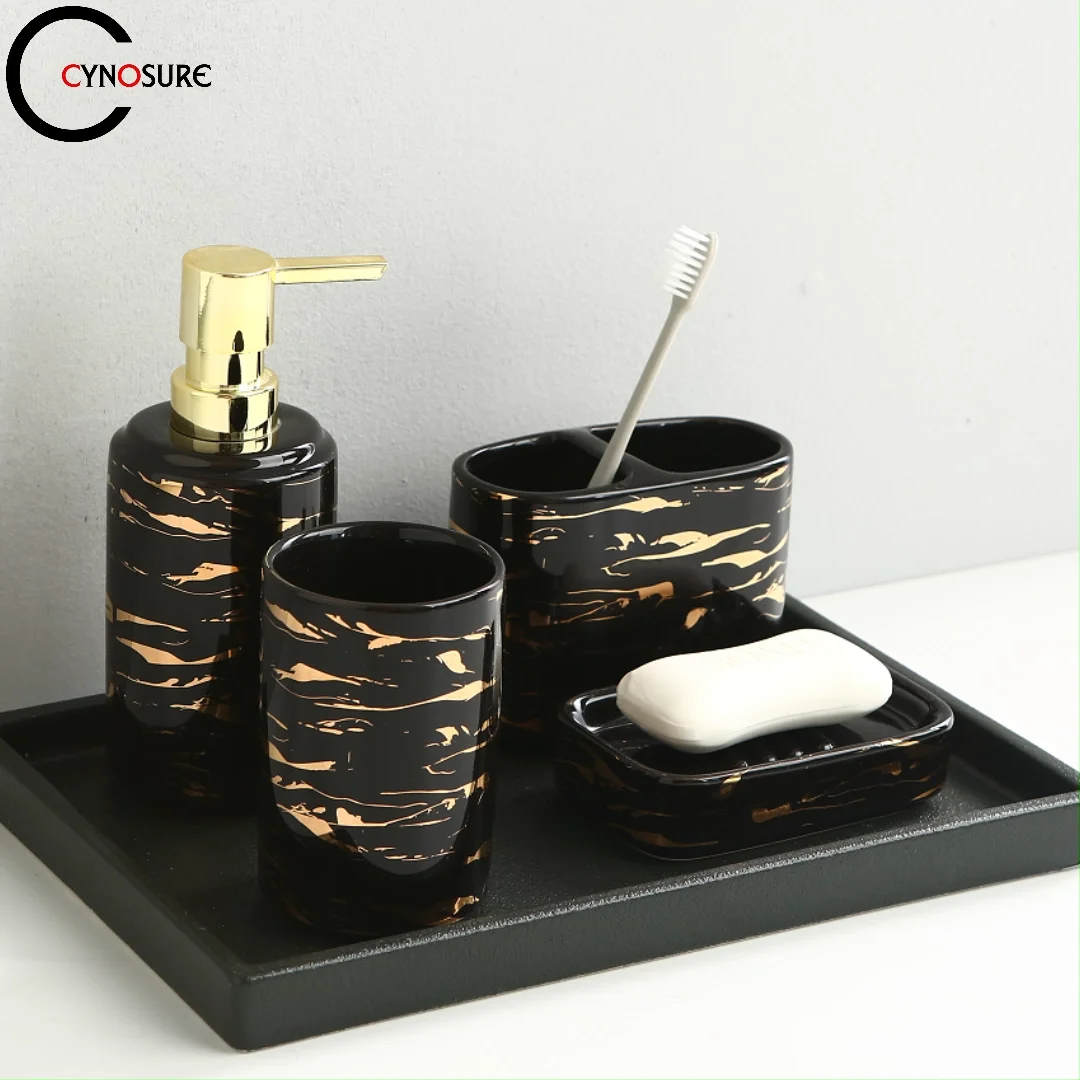 New Design Ceramic Modern Home Decoration Luxury Black Gold Bathroom