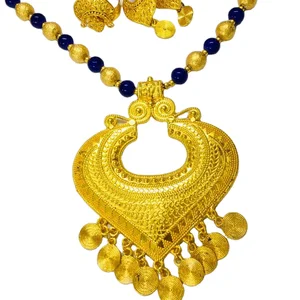 Good Luck Open Feather Peacock Best Quality Indian Cloth Fashion Jewelry Necklace 24K Gold Plated Zircon Chains Sets