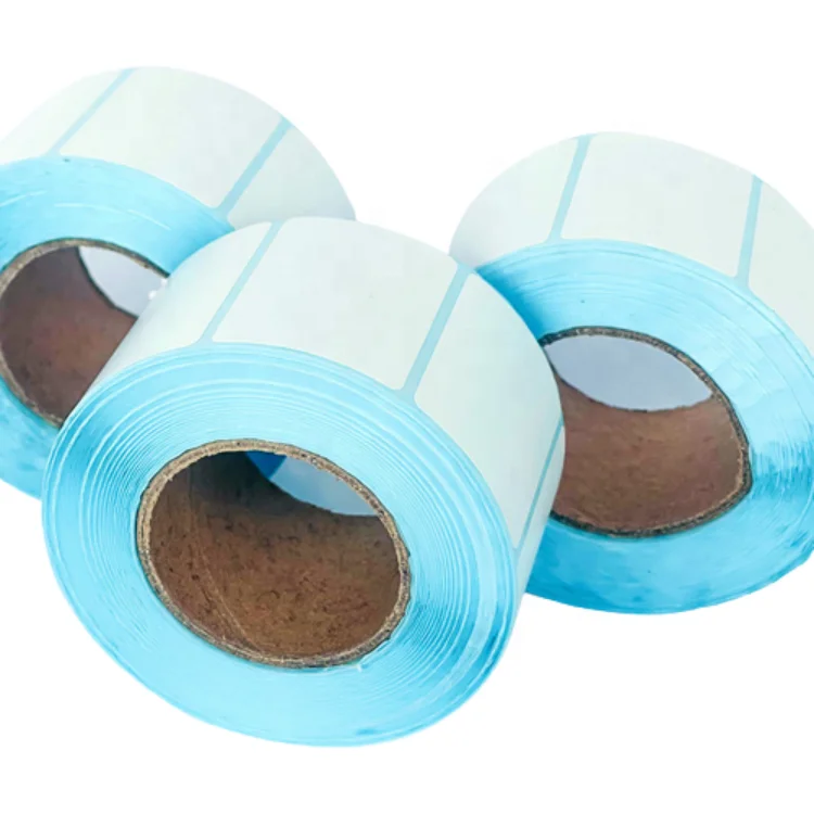 Factory custom 2.25 x 1.25 light blue adhesive thermal label paper roll,Wholesale printer label stickers