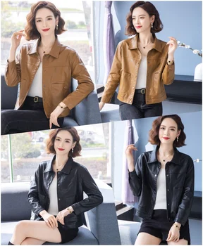 Wholesale new high-quality autumn winter women's jacket leather lapel warm coat Fashion women's simple PU jacket jacket