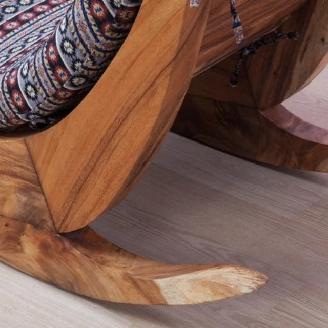 Solid Wooden Rocking Chair with Comfortable Cushion Direct Factory From Indonesia Wholesale Price Best Selling Product