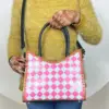 Black with White & Pink Checkered