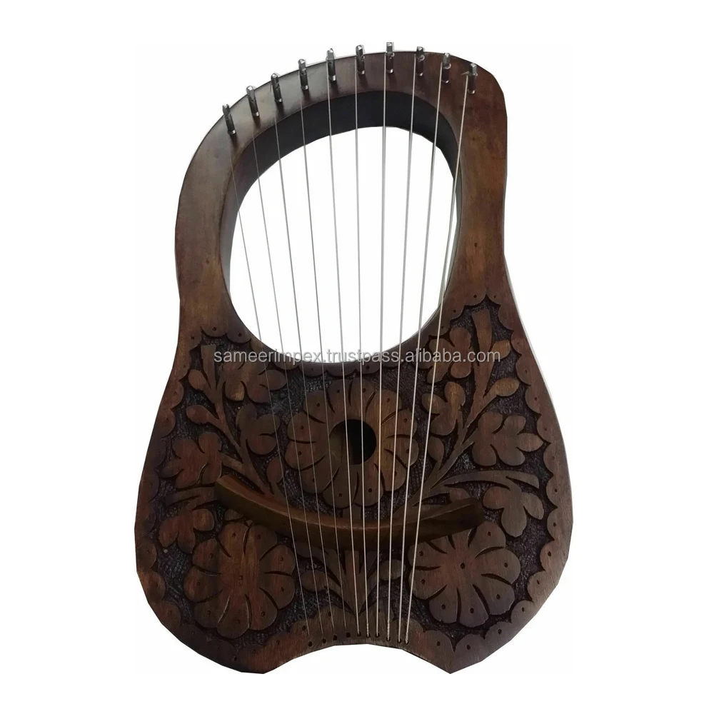 New Lyre Harp 10 String Rose Wood With Carrying Case & Tuning Key Lyra ...