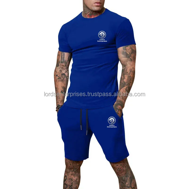 Customize Logo Short Men Set 100 Cotton Short Sleeve T Shirt And