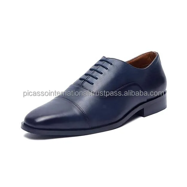 Superior Quality Best Selling Full Grain Blue Antique Italian Genuine Leather Casual Office Party Wear Dress Formal Shoes