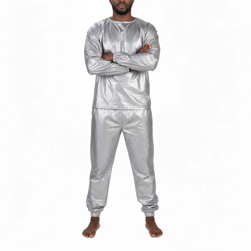 Factory Direct Sale Wholesale Fitness Sweat Suit Silver Coated Elastic Waist Breathable Four-Way Stretch Sauna Suit for Weight