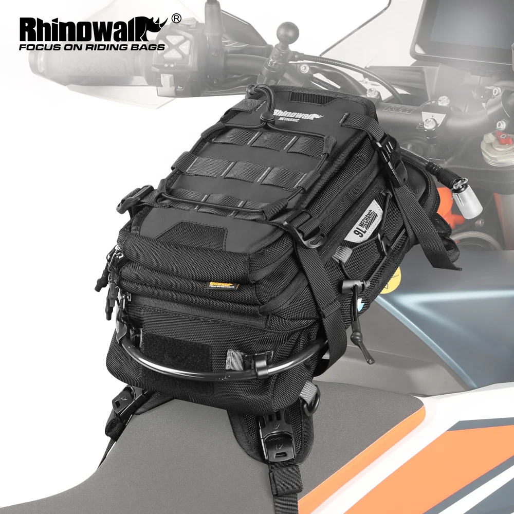 Rhinowalk Universal Motorcycle 9 Liter Tank Bag Mechanic Series Adventure Fuel Tank Pack Fits Most Enduro Dual Sport Bikes