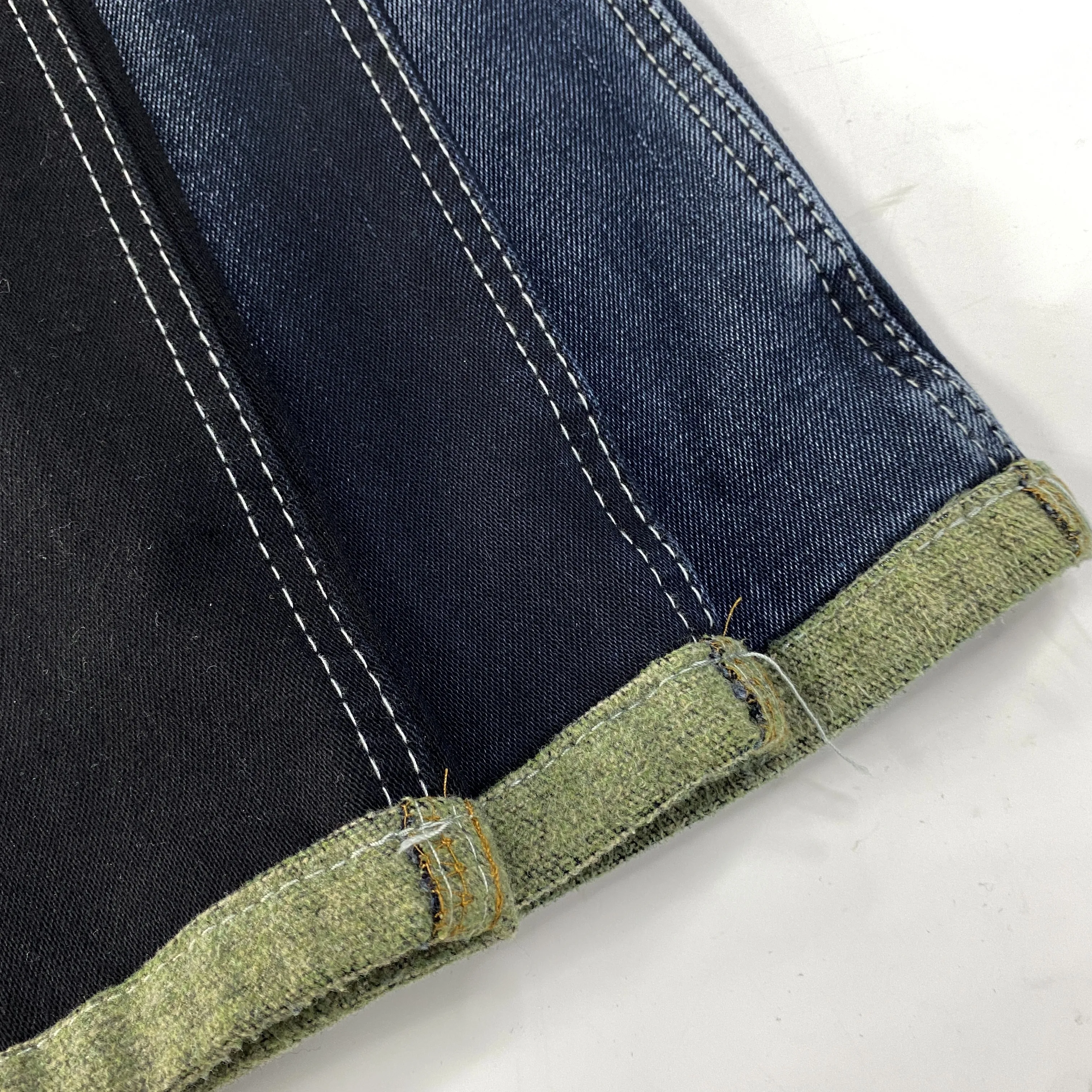 Soft Denim Fabric Persian Blue Back 10S Double Layer 60 Cotton 38 Poly 2 Spandex Stripe Denim Fabric