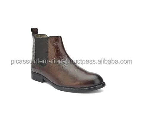 Leading Manufacturer of Eye Catching Design Custom Logo Factory Made High Quality Genuine Cow Hide Leather Boots Shoes for Men