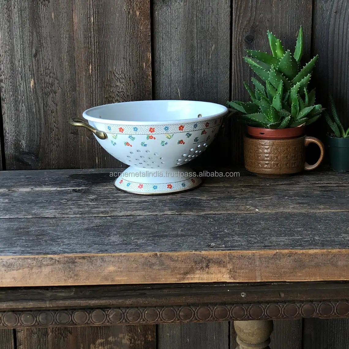 PASSOIRE CUISINE métal émail bleue AUBECQ Vintage 1950 EUR 50,00 - FR