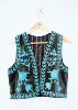 Black with Turquoise Blue Embroidery