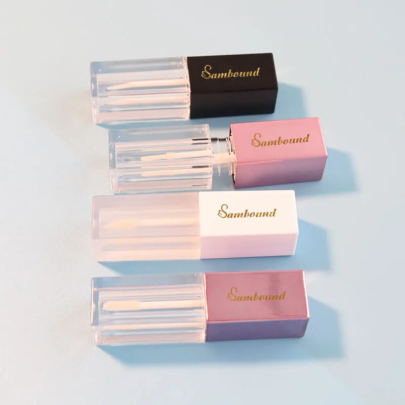 Wholesale Custom Private Label square Unique clear 7ml Lip Gloss Tubes Empty Lip Oil Tubes Cosmetic Tube Packaging