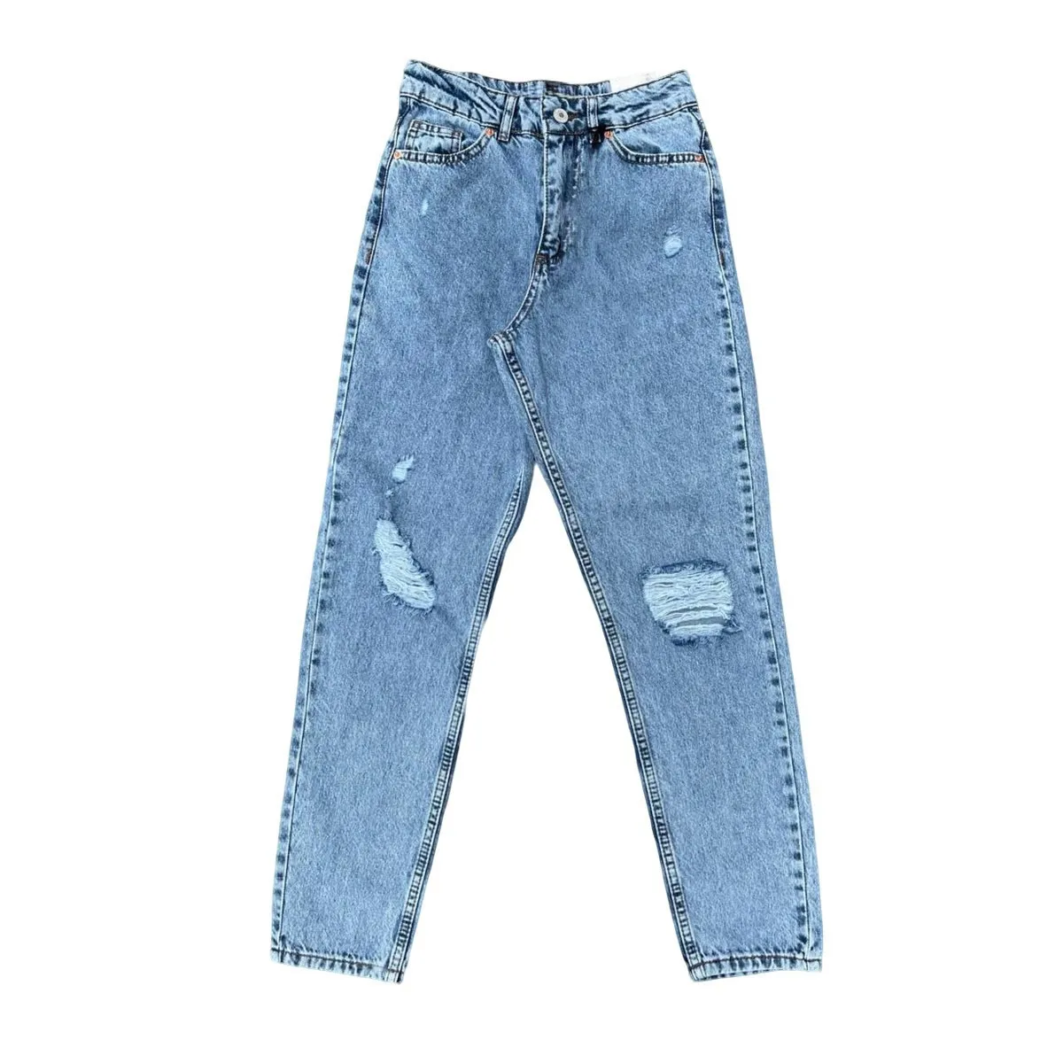 2024 New Style Custom Oversize Bootcut Jeans Pants Jute Washed Straight Fit Waist Hips Blue Denim Trousers Women's Brand Jeans
