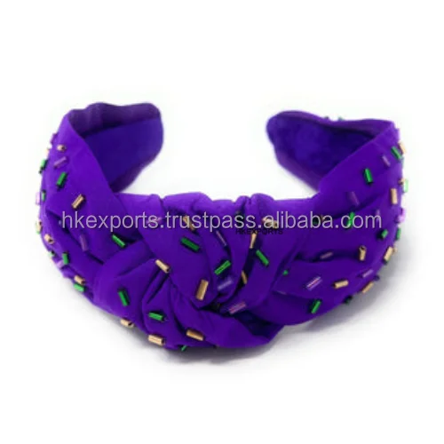 mardi gras beaded headband