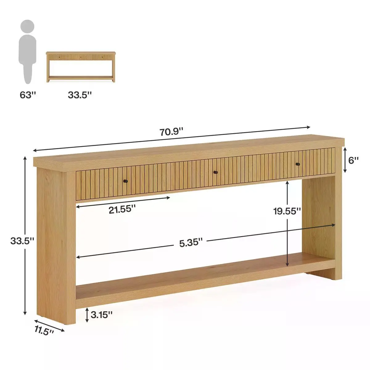 Elvarenae Alder Three-Drawer Console Table — product detail