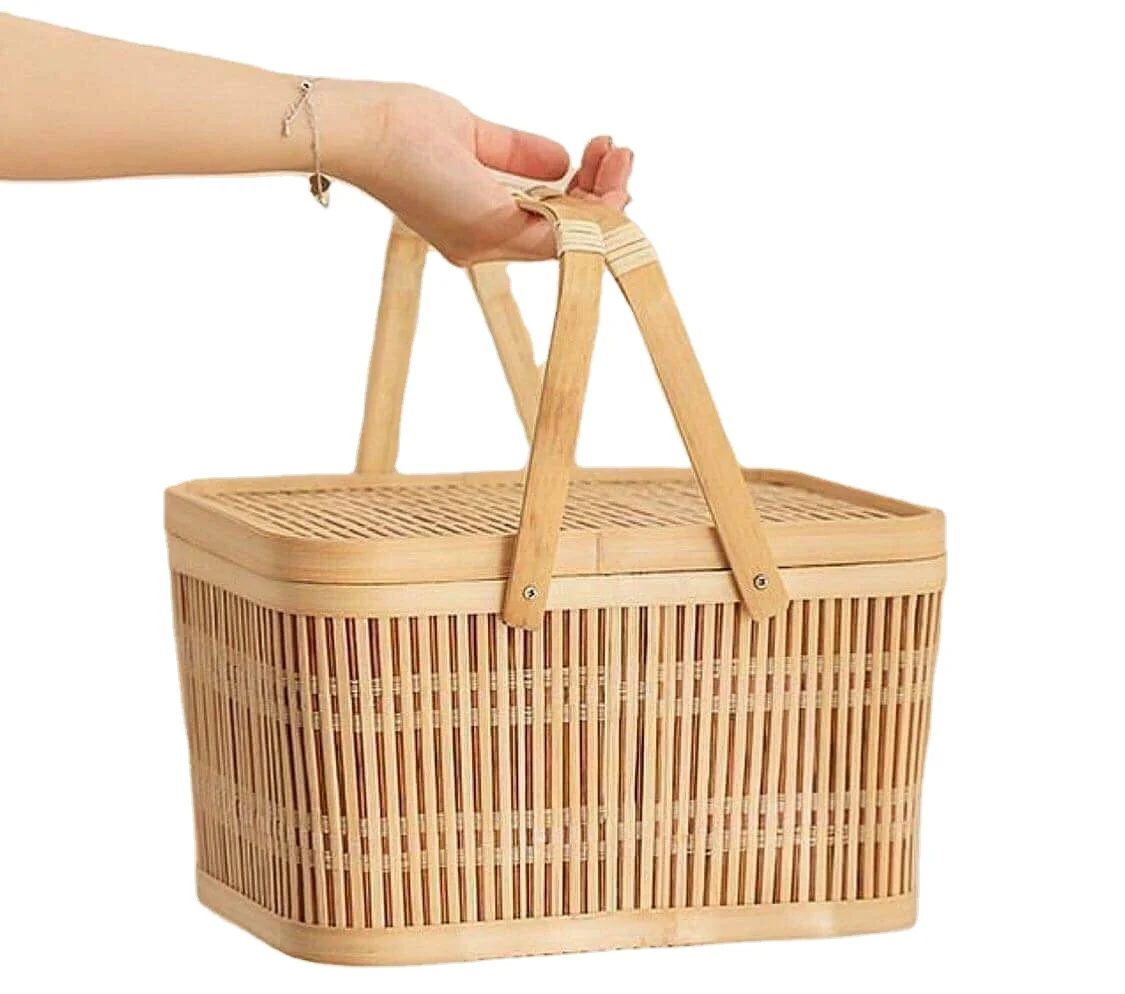 wholesale kinds of shaped woven bamboo picnic basket