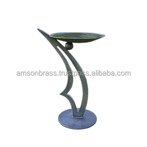 Home Hotel Outdoor Glass Birdbath with Metal Stand for Yard Lawn and Garden Decor Birdbaths Bird Bath on Sale