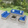 Grey base and blue cushion Color