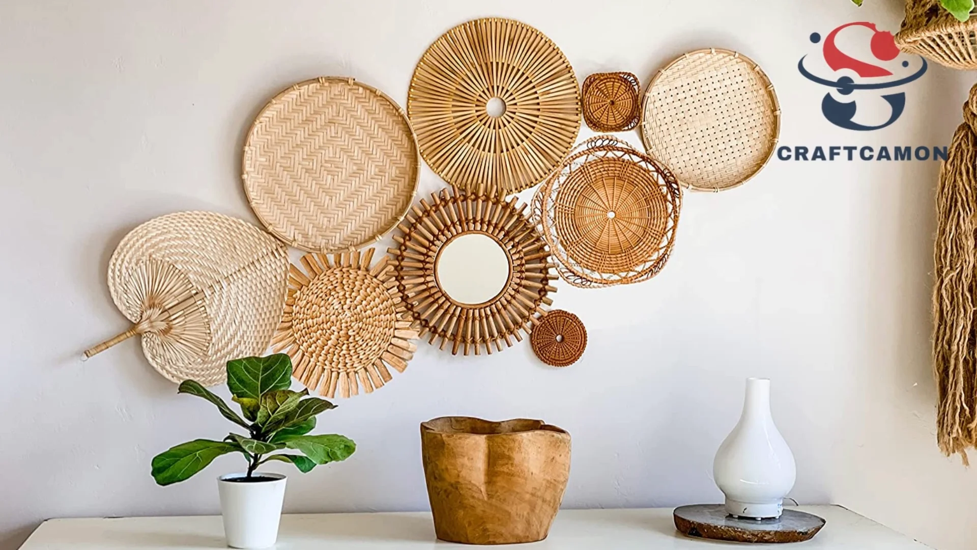 Rattan Wall Mirror Handwoven Seagrass Makeup Mirror Boho Decor Bamboo