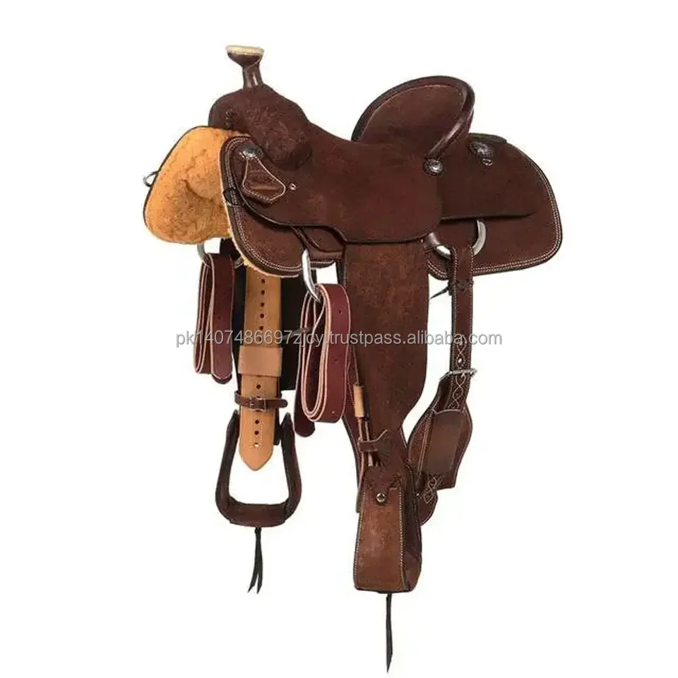 Western Horse Saddle Tack Set Suede Leather Seat Custom Designer Brown