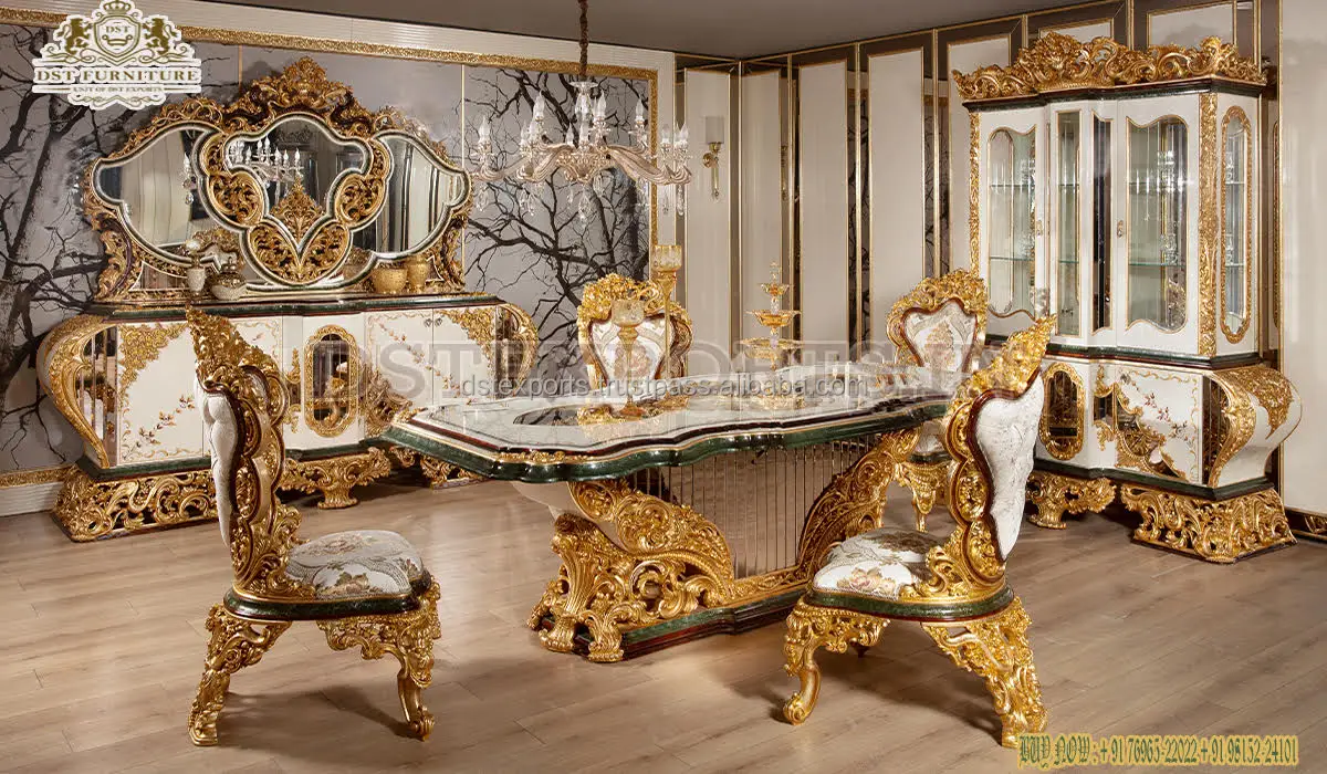 European Style Hand Carved Dining Room Furniture Traditional Look Hand
