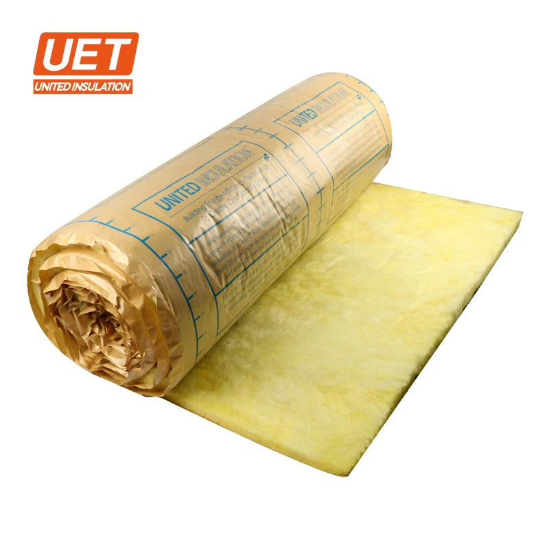 UET Different Size Glass Wool Insulation Construction Material and Fire Proof Glass Rolls or Blanket with R13 R19 R21 R30