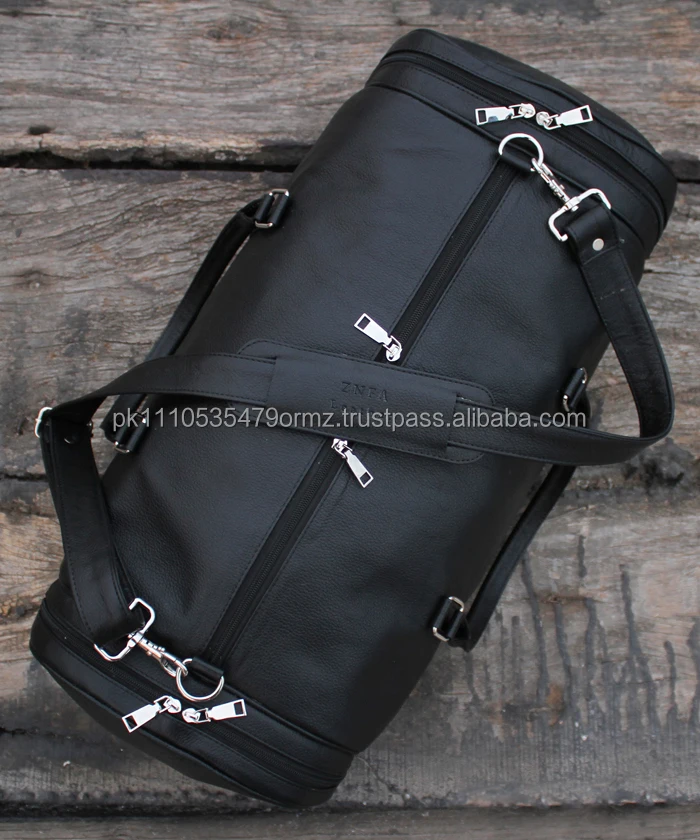 Luxury Black Leather Travel Duffle Bag Original Cow Leather Weekender