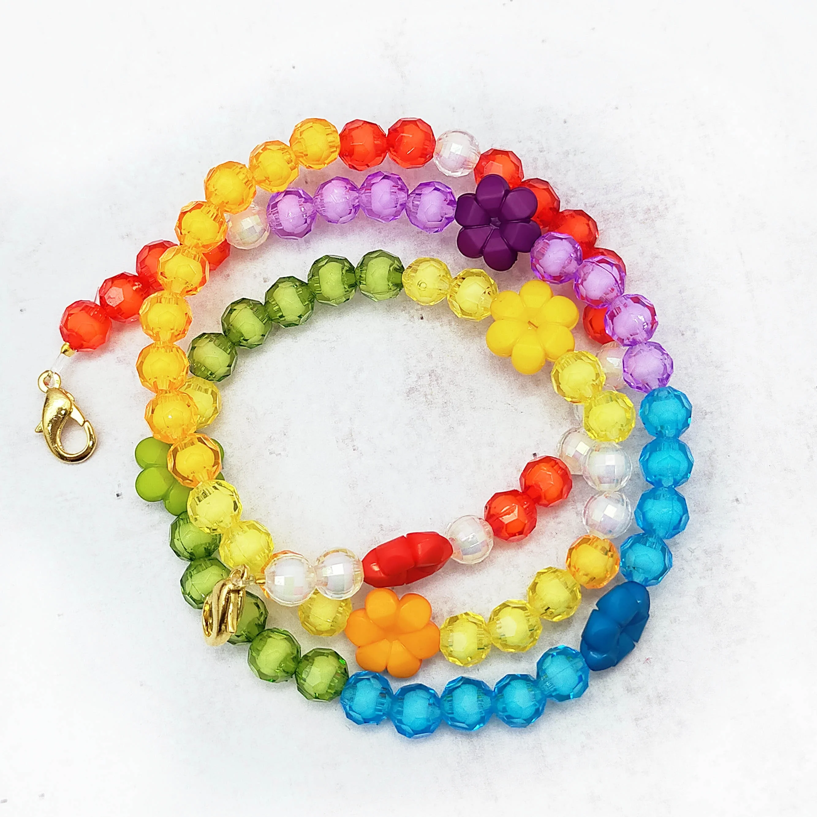 Colorful Rainbow Fancy Bead in Bead DIY Kit With Flower Beads