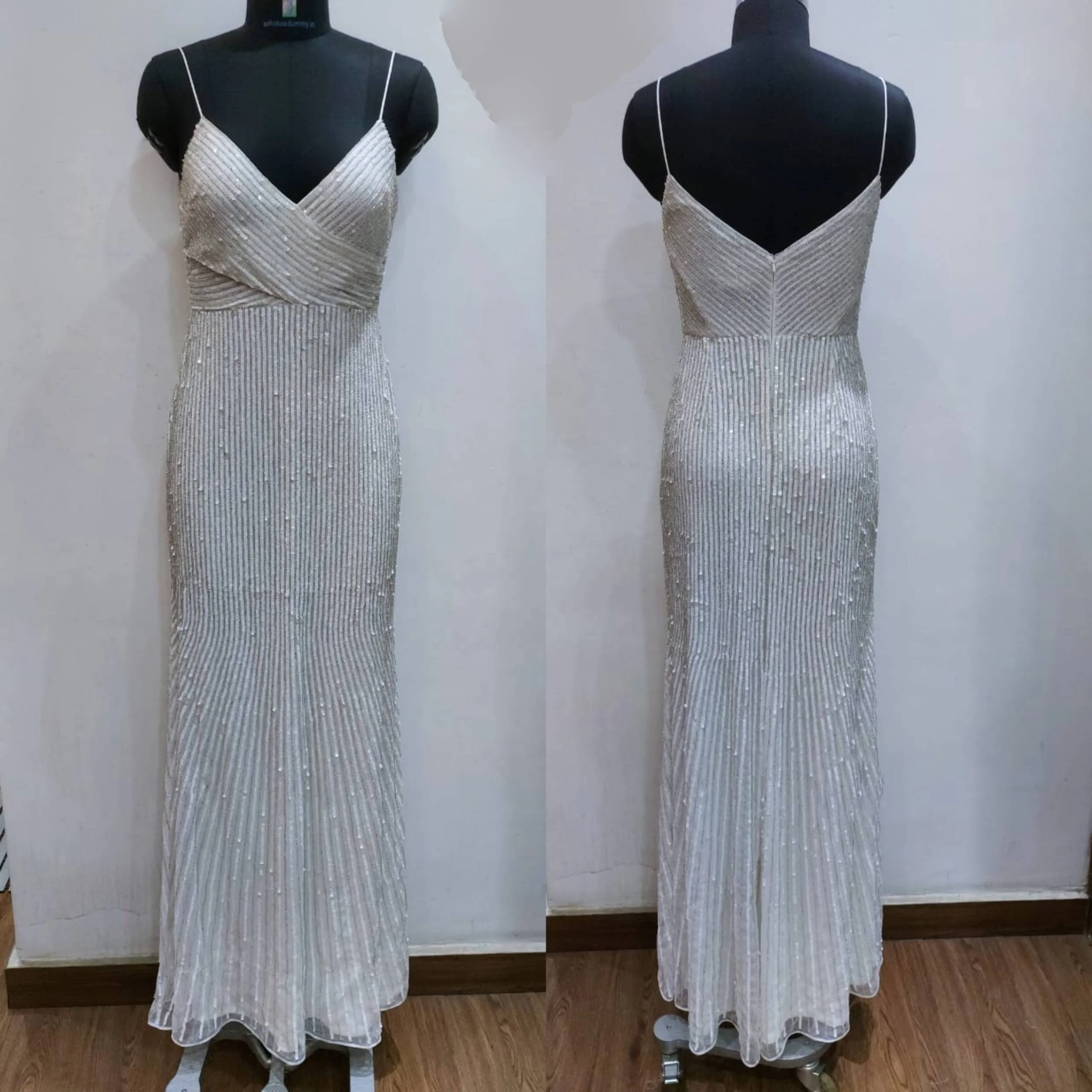 Classy White Hand Embroidery  Very Stylish Bespoke Evening Gown/Dress
