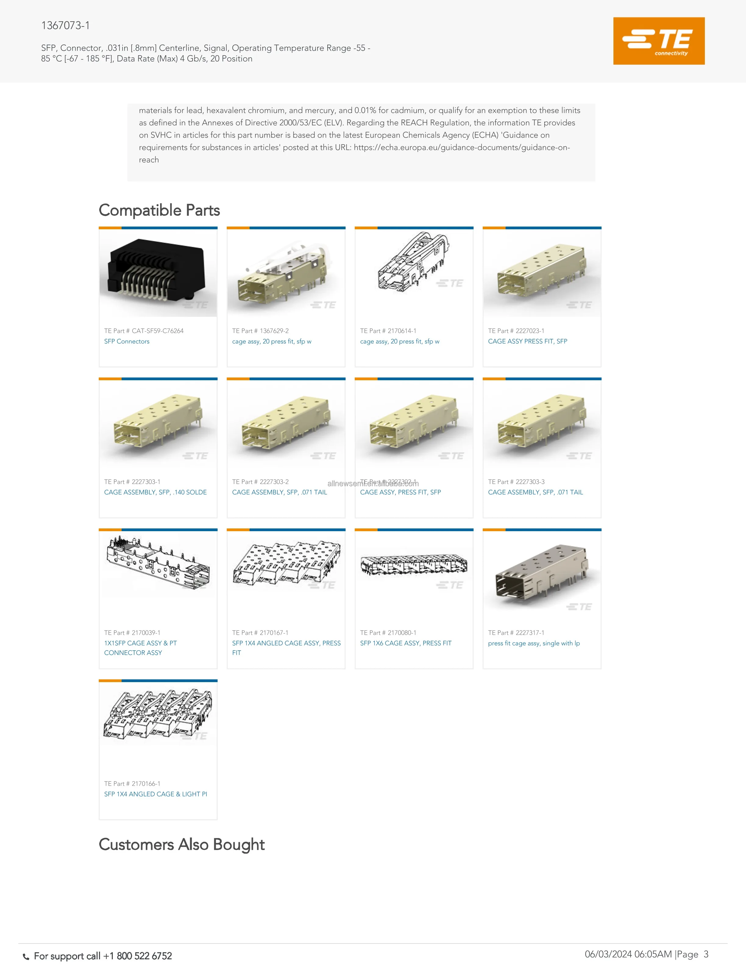 Hot sale Original 1367073-1 Pluggable Connector SFP RCPT 20POS SLD R/A SMD 20 Position Receptacle Connector Solder Surface Mount