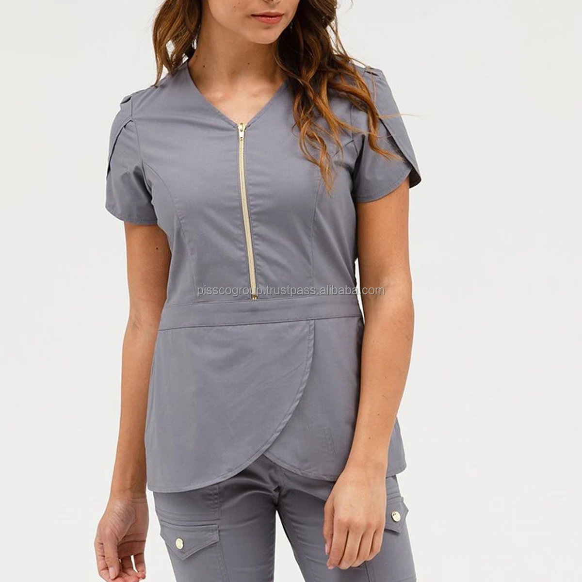 Direct Factory Pissco Red Colors Medical Scrub Uniform Nurse Cotton