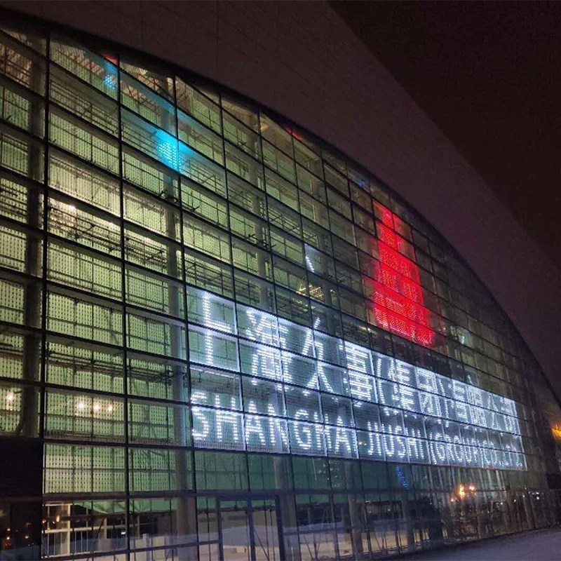 P31.25 Transparent Soft LED Mesh Screen Flexible LED Mesh Video Wall for Glass Facade Lighting in South Africa