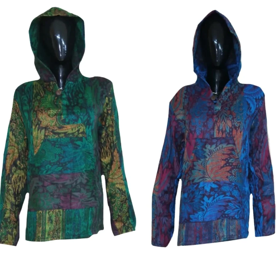SHOPOHOLIC FASHION Veste à capuche en laine népalaise Hippy Boho Patch pour homme, pull en