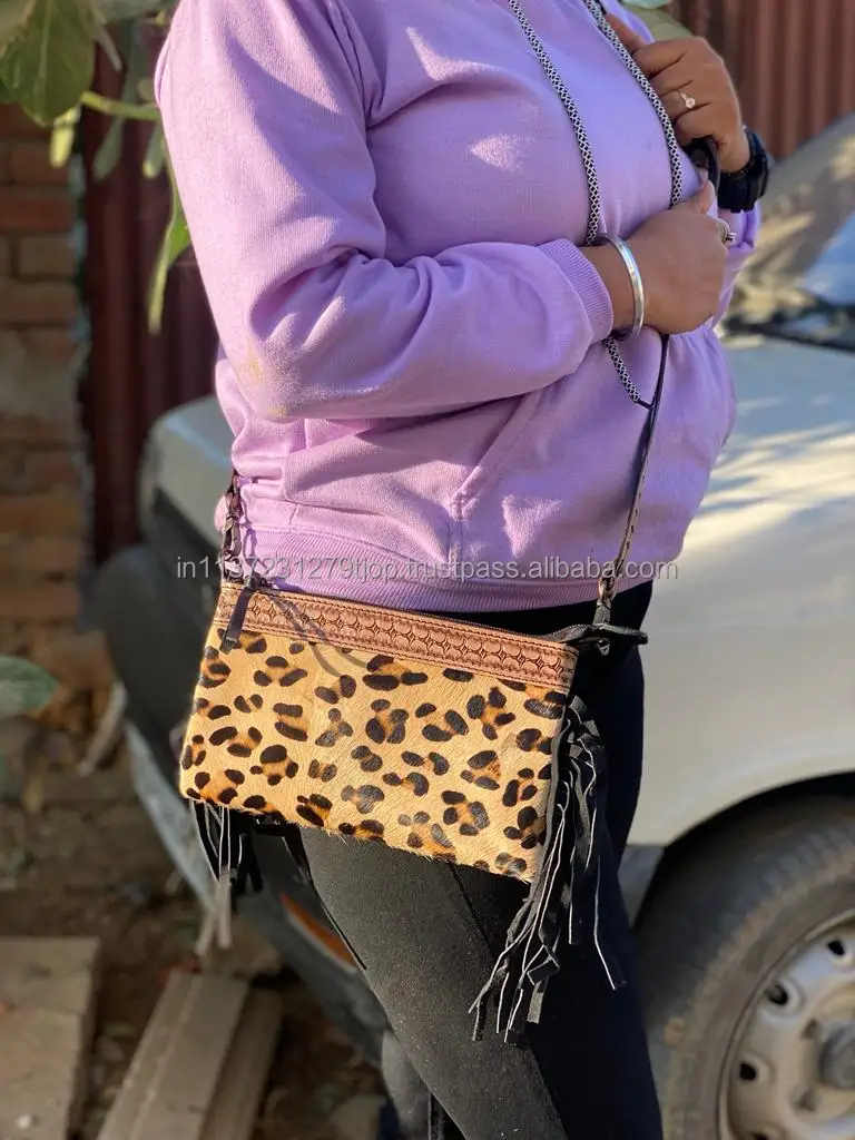 Leopard + Fringe Bag