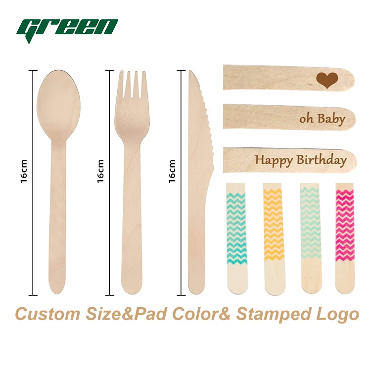 Eco Friendly Biodegradable Disposable Dinnerware Tableware Set Birch Wood Spoon and Fork Knife Set Wooden Cutlery