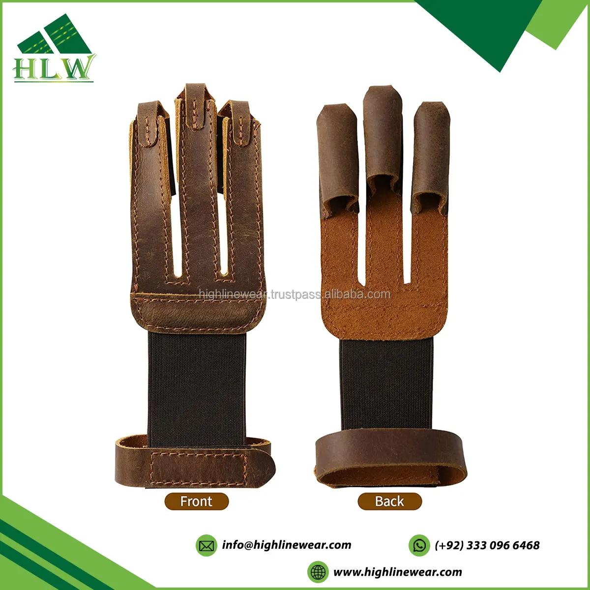 SL Leather Archery Shooting Glove – 3 Finger Hunting Bow Glove For Men XS-XL Right Hand