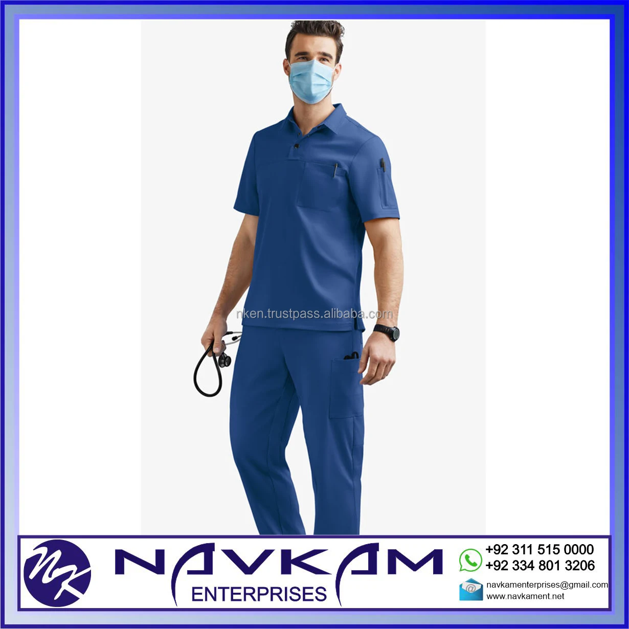 Fashion Men Stretch Dental Hospital Scrubs Uniform Sets Unisex Pharmacy