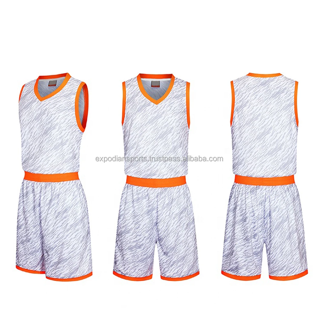 Men Basketball Uniform Sets Sublimation Vneck Sleeveless Jersey With