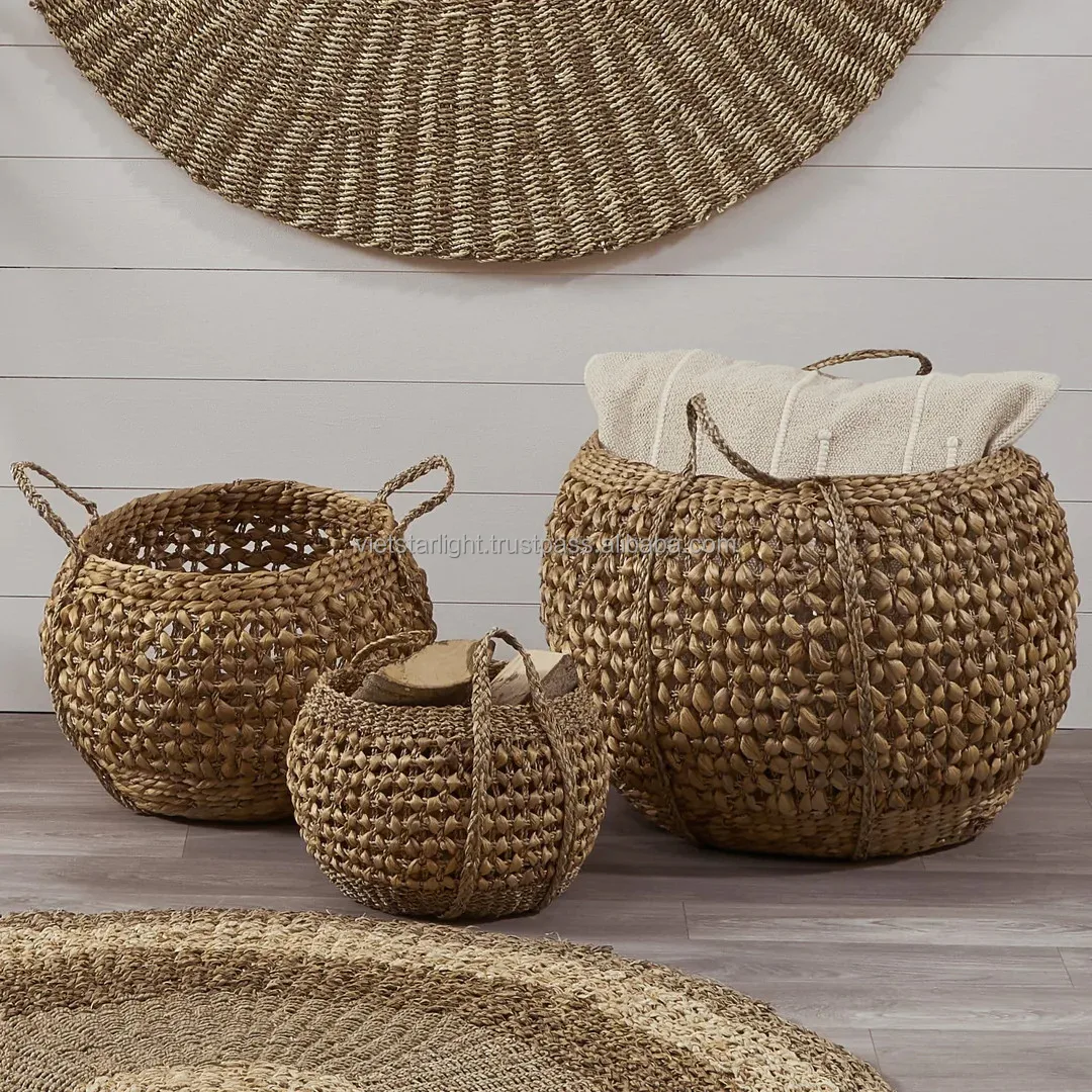 Seagrass Basket Water Hyacinth Set/3 Baskets Seagrass Storage Basket ...