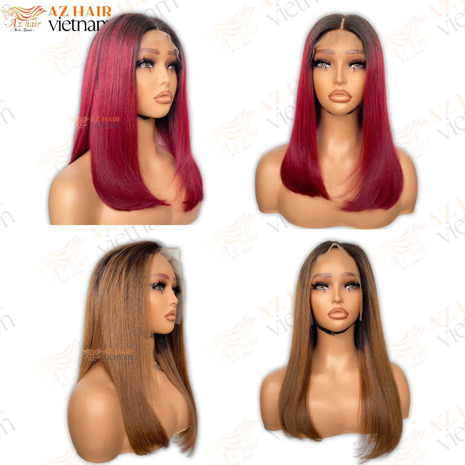 Best Selling Red Color Bone Straight Hair Wigs 100% Virgin Hair