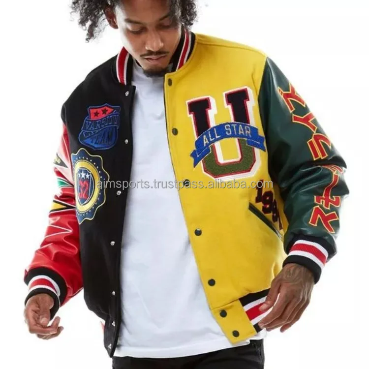Veste Bomber Universitaire Laine Noire - Homme 6XL - Neuf