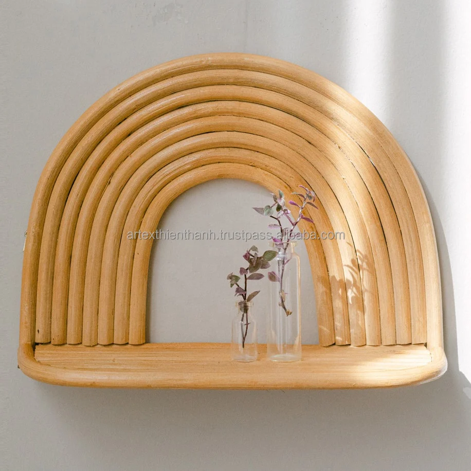 Wholesale Rattan Shelf Rainbow Wall Shelf Wooden Rainbow Baby Arch