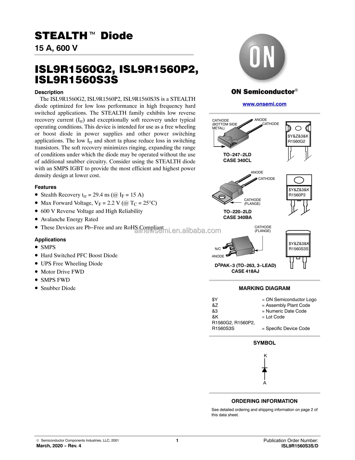 You can contact me for the best price ISL9R1560P2 Rectifier Single DIODE GEN 600V 15A Through Hole TO-220-2 Hot sale Original