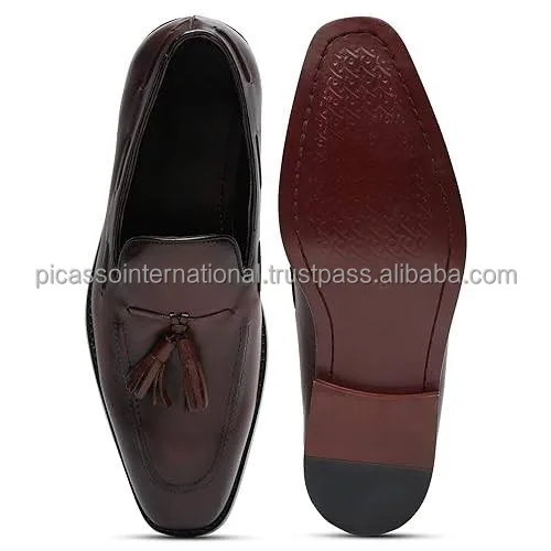 Indian Supplier of Excellent Quality Eye Catching Design Custom Logo Party Wear Genuine Leather Formal Shoes for Men